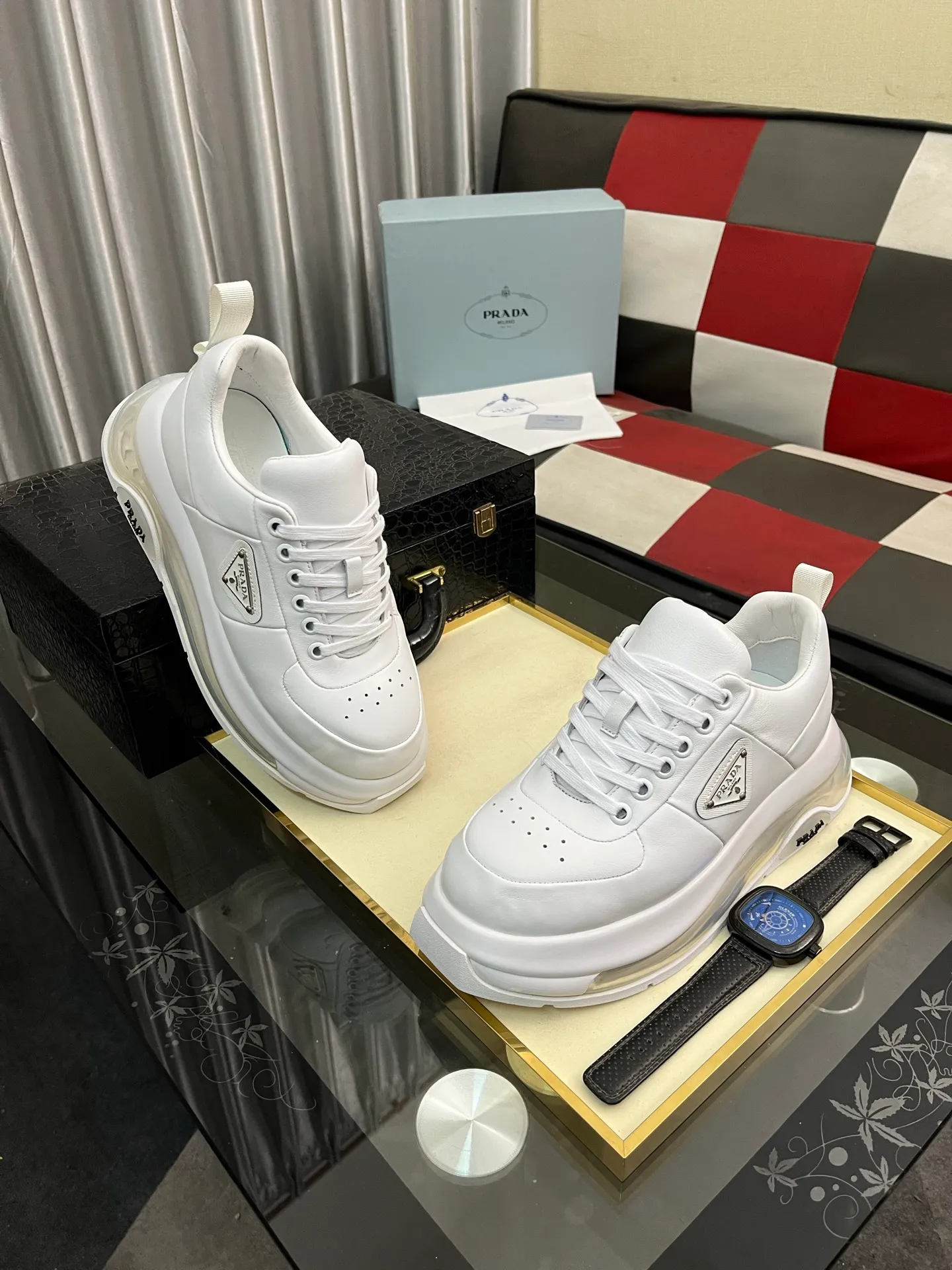 Men's Men's Shoes💰640⌚️⌚️《PRADA*》The latest and most popular casual shoes, top brand [seduce] luxury~purchase, top~quality. [Strong] The upper is made of imported breathable cowhide with cloth material ➕ breathable sheepskin feet (•) and fine workmanship. Code number: 38-442️⃣Colors available